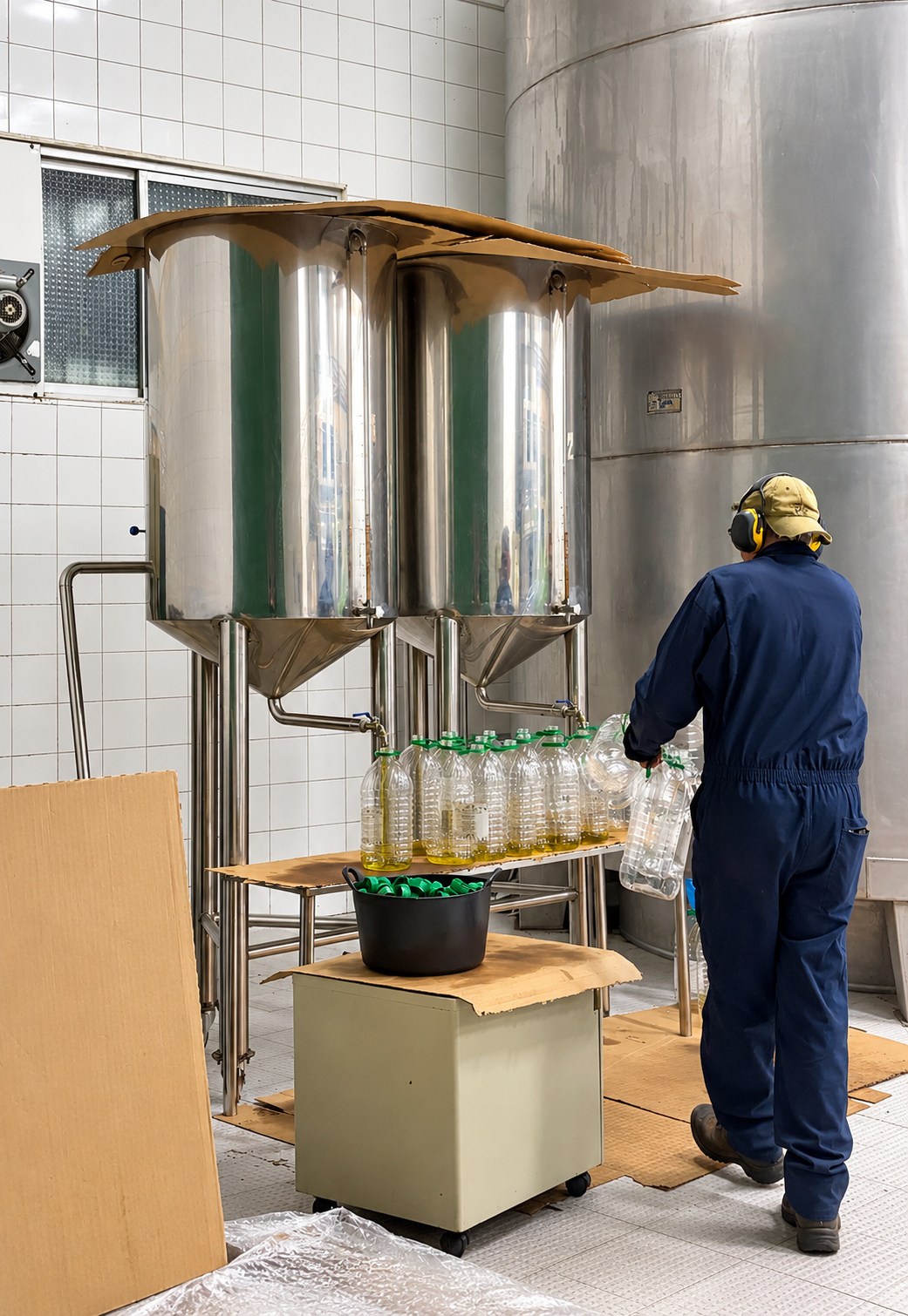Bottling the freshly pressed olive oil